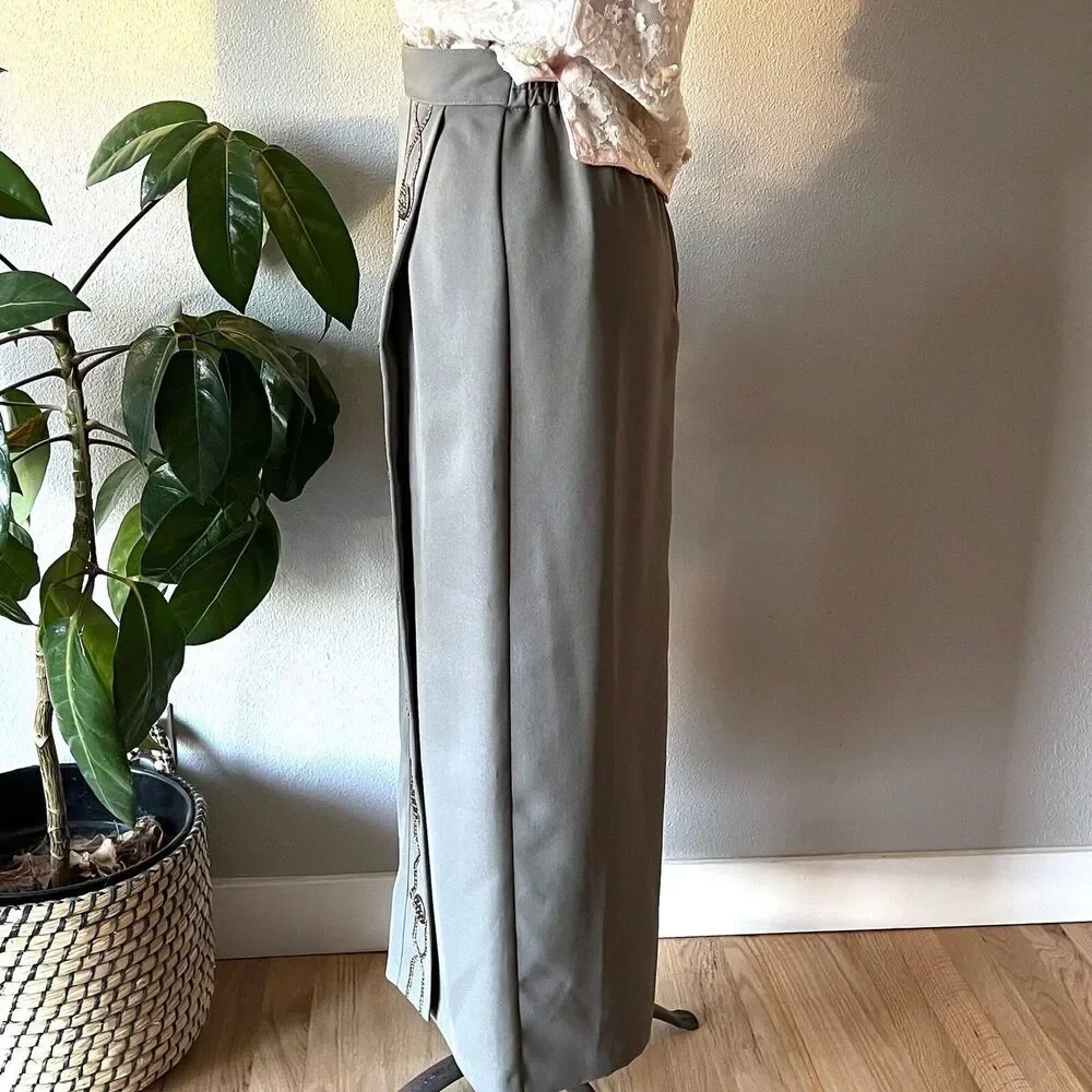 vtg 90s y2k New frontier southwest‎ maxi skirt green boho retro faux wrap small